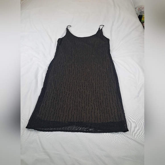 En Francais By Huey Waltzer Beaded Cocktail Black Dress Size 12 - Picture 10 of 14